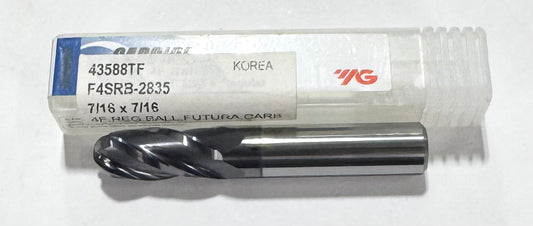 YG 7/16" Carbide Ball End Mill 4 Flute TiAlN Coated 30 Deg Helix