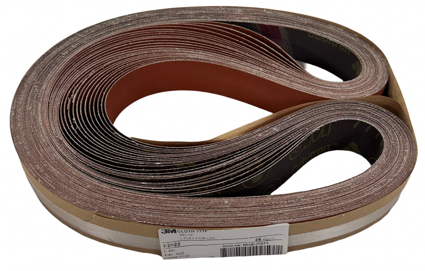 3M Cloth 777F 1-1/2" x 60" Sanding Belts 120 Grit Ceramic Alumina 25 Pack