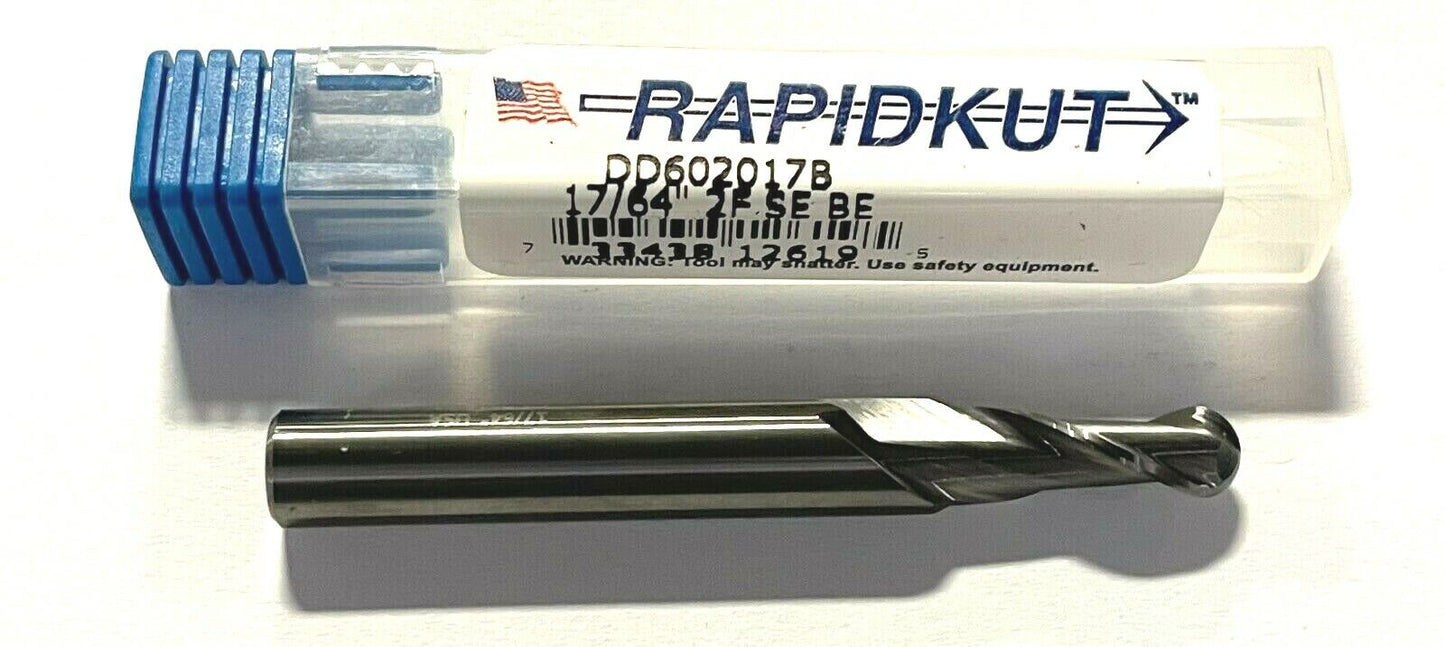 Rapidkut 17/64" Solid Carbide End Mill Ball Nosed 2 Flute USA Made