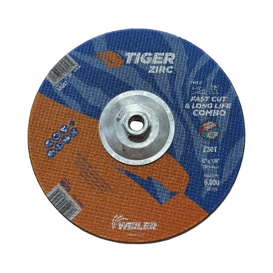 Weiler TIGER 9" x 1/8" x 5/8-11 Cut & Grind Combo Wheel Z30 Type 27