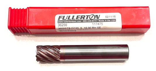 Fullerton 16mm Carbide End Mill 9 Flute FC20 Coating USA Made 36256