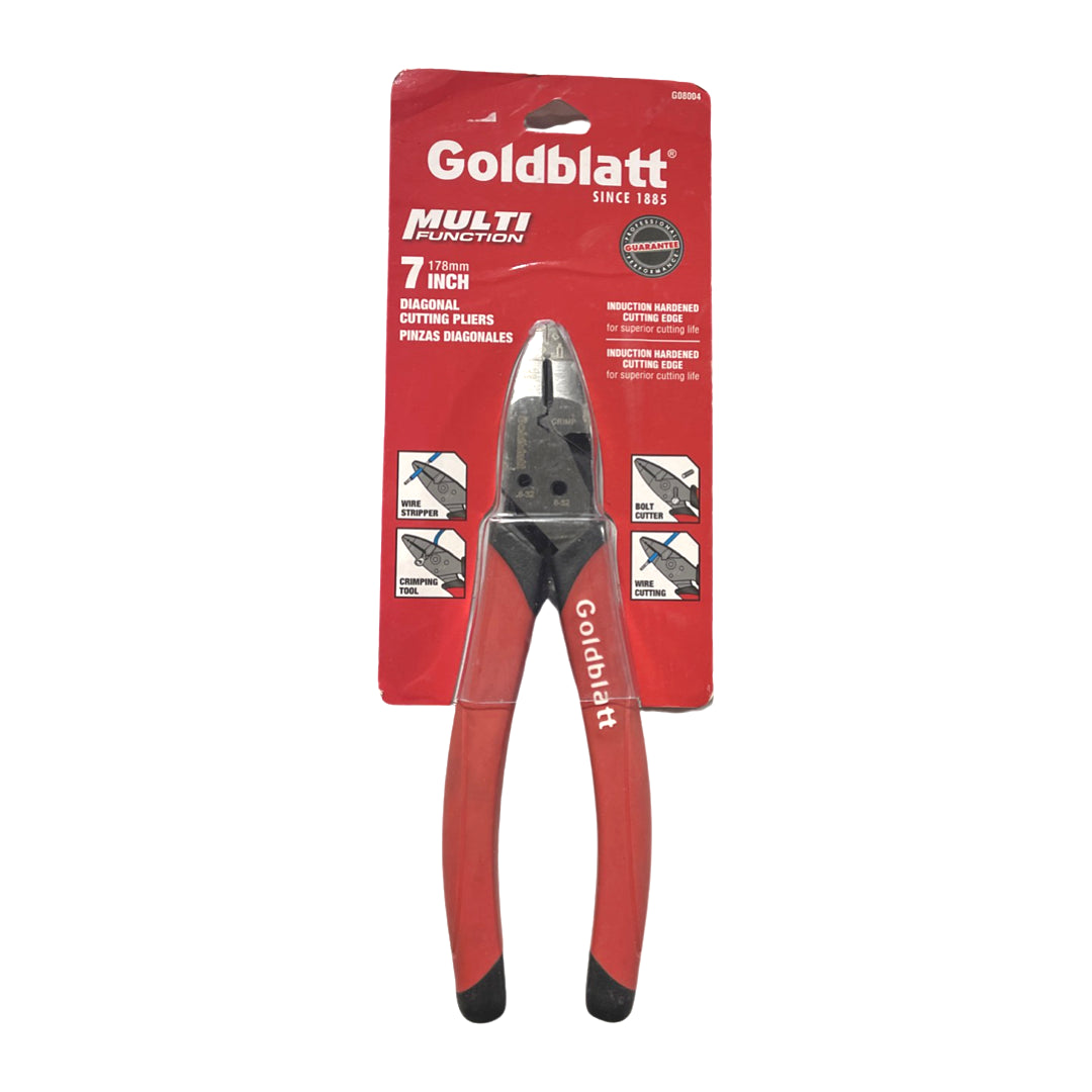 Goldblatt 7" Multi-Use Diagonal Pliers Stripper Crimping Bolt Wire Cut G08004