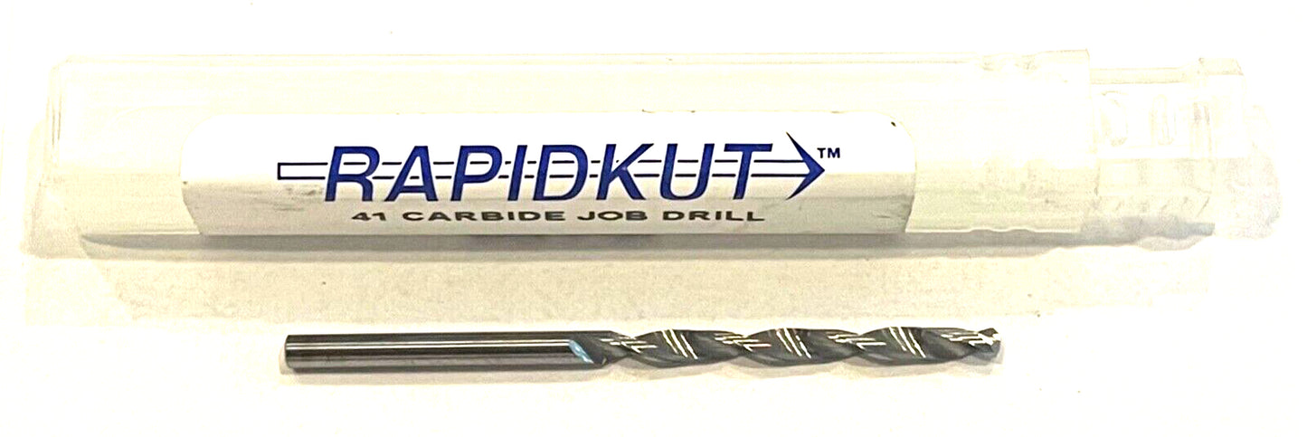 RapidKut #41 Solid Carbide Drill Jobber Length 2 Flute USA Made