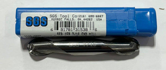 SGS 7/16" Carbide Ball Nose Double End Mill 2 Flute USA Made