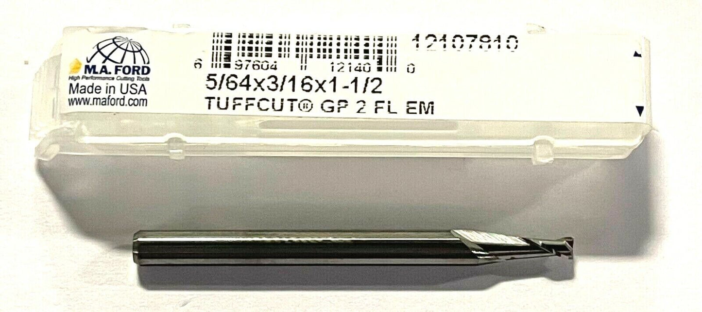 M.A. Ford 5/64" Carbide End Mill TuffCut High Performance 2 Flute USA Made