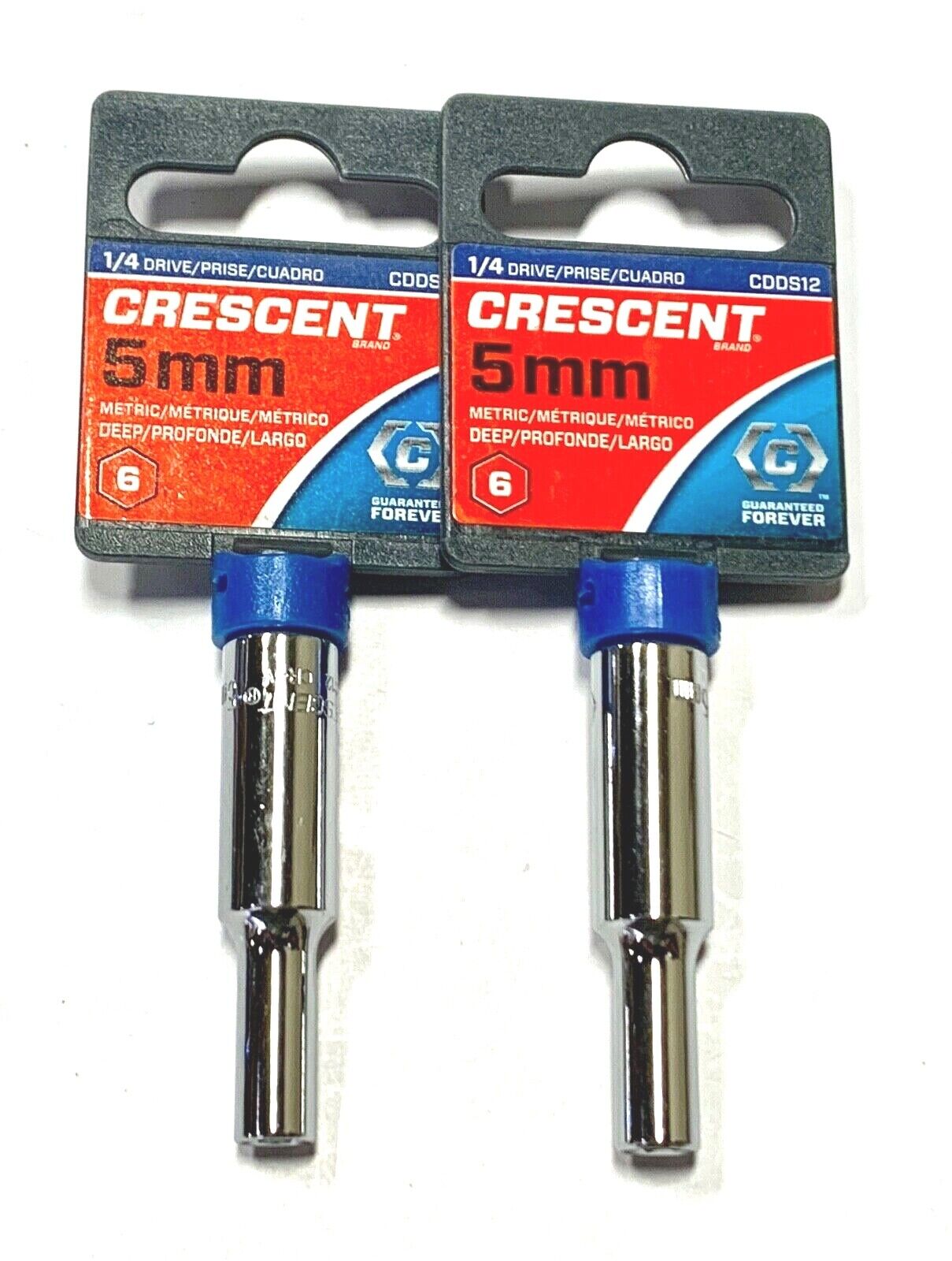 Crescent 1/4" Drive 5mm Deep Socket 6 Point 2 Pack CDDS12