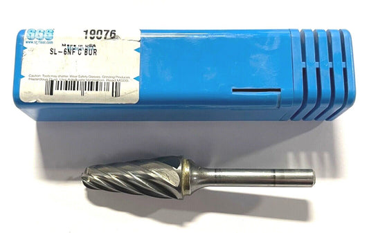 SGS SL-6NF Carbide Single Cut Taper Burr 5/16" Cut Diameter 1/4" Shank USA Made