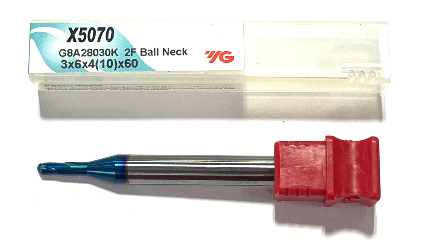 YG 3mm Carbide Ball Nose End Mill Blue Coating 2 Flute Neck Relief G8A28030K