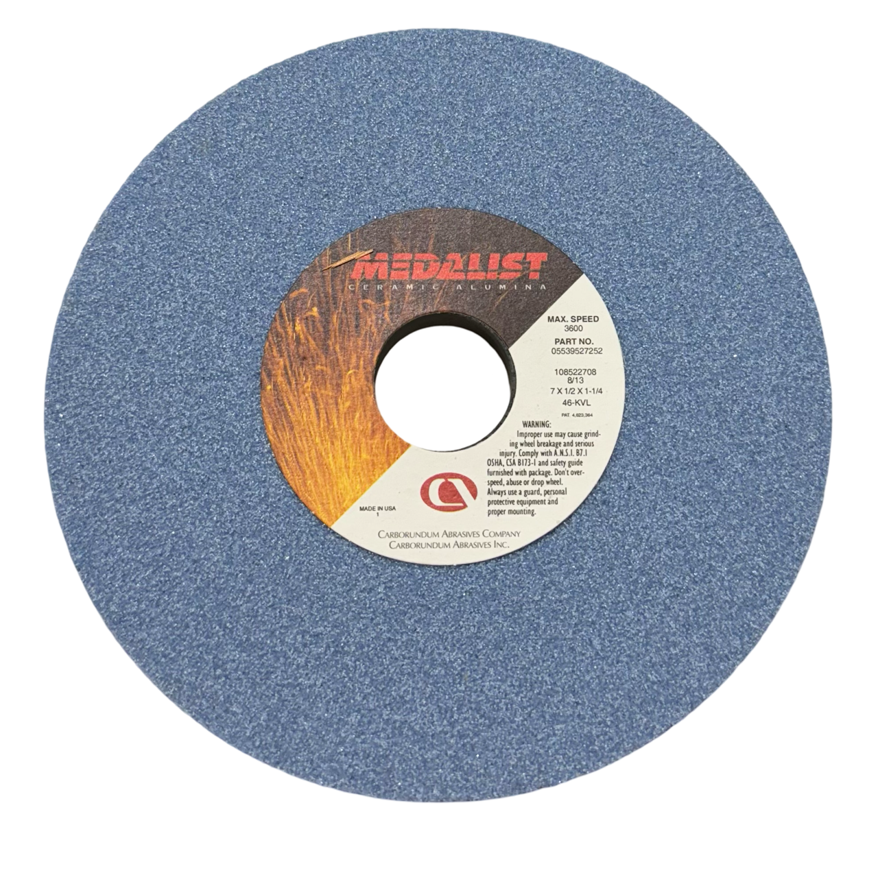 Carbo Medalist 7" x 1/2" x 1-1/4" Surface Grinding Wheel 46 Grit Ceramic