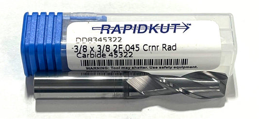 RapidKut 3/8" Carbide End Mill .045 Radius TiCN Coating 2 Flute USA Made