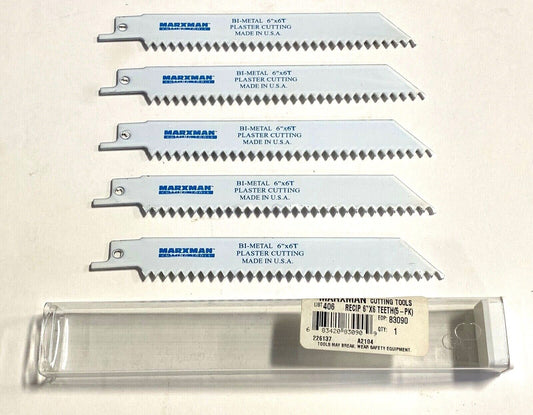 6" Bi-Metal Recip Saw Blades 6 TPI Reciprocating Blades USA Made 5 Pack