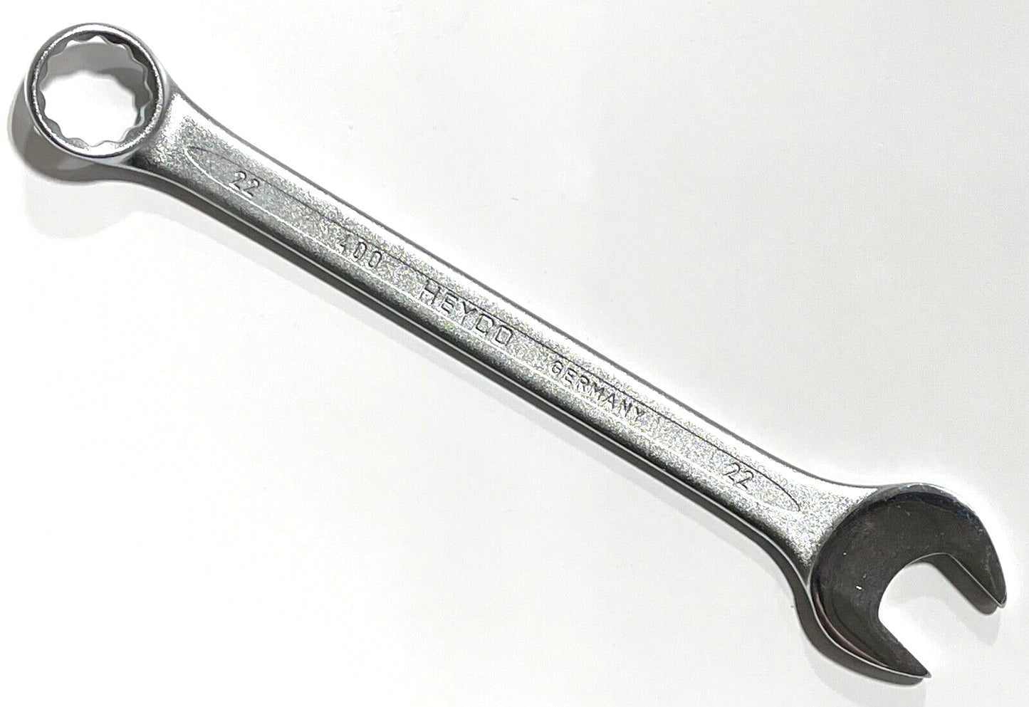 HEYCO 22mm Combination Wrench 12 Point Satin Chrome Finish Narrow Profile