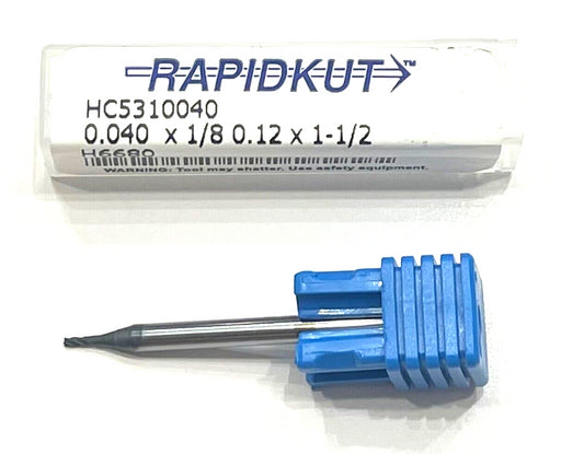 RapidKut .040" Carbide End Mill 4 Flute Diamond Coating USA Made