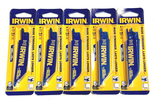 Irwin 4" Bi-Metal Recip Saw Blades 18 TPI Reciprocating Blades 25 Pack 327418