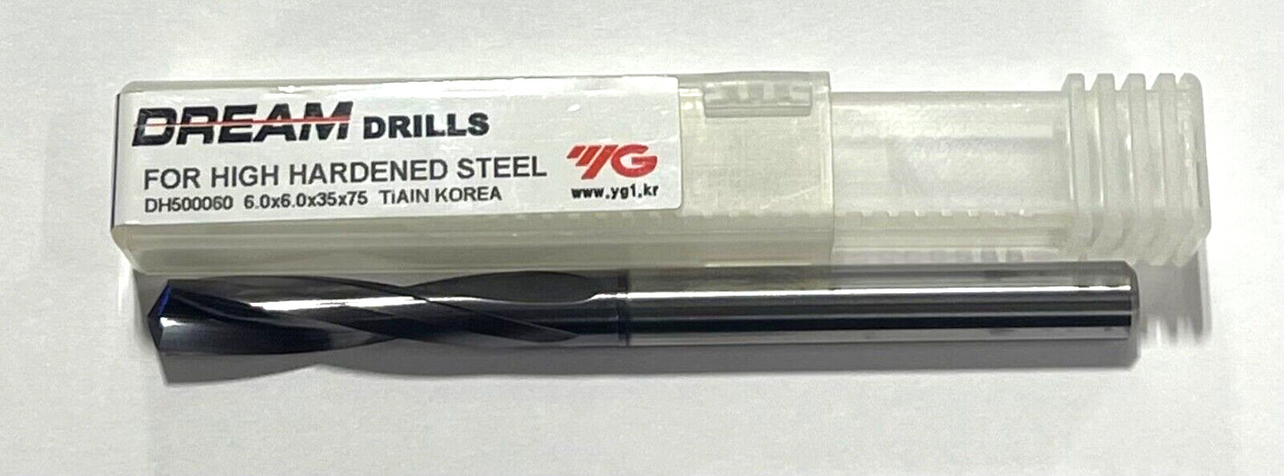 YG 6mm Solid Carbide Drill TiAlN Coating 2 Flute 140° For High Hardened Steel