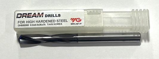 YG 6mm Solid Carbide Drill TiAlN Coating 2 Flute 140° For High Hardened Steel