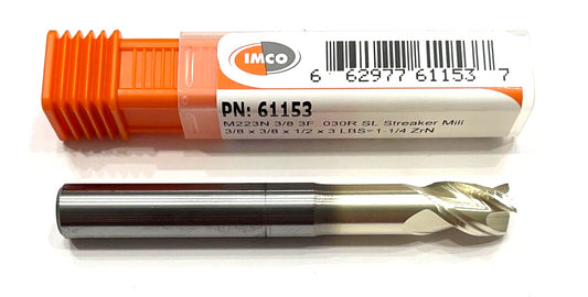 IMCO 3/8" Carbide End Mill ZrN Coating .030 Radius 3 Flute With Neck Relief USA