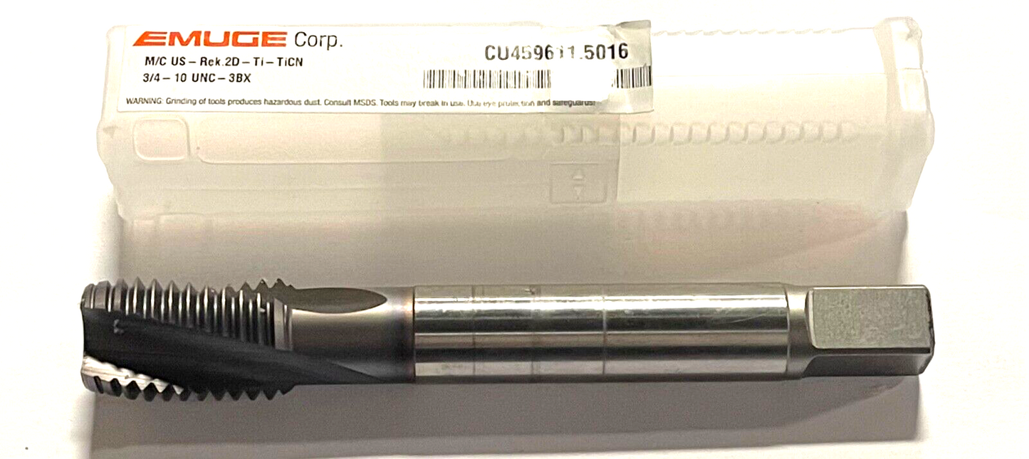 EMUGE 3/4"-10 UNC-3BX Tap HSSE Spiral Flute Tap TiCN Coating 3 Flute