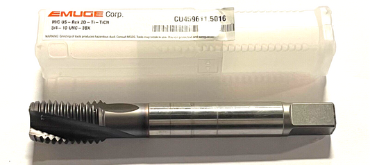 EMUGE 3/4"-10 UNC-3BX Tap HSSE Spiral Flute Tap TiCN Coating 3 Flute