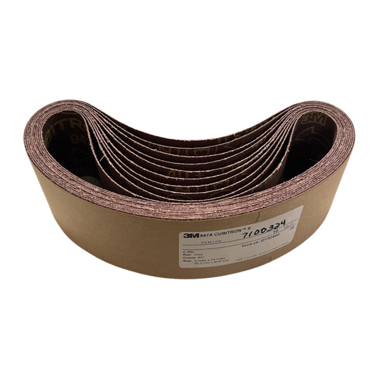3M 3" x 24" 947A CUBITRON II Abrasive Sanding Belts FILM-LOK 40+ Grit 10 Pack