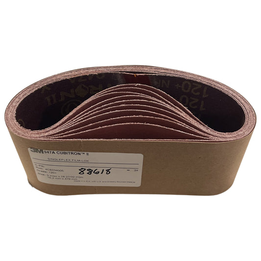 3M 3" x 18" 947A CUBITRON II Abrasive Sanding Belts 120+ X-Weight 10 Pack USA