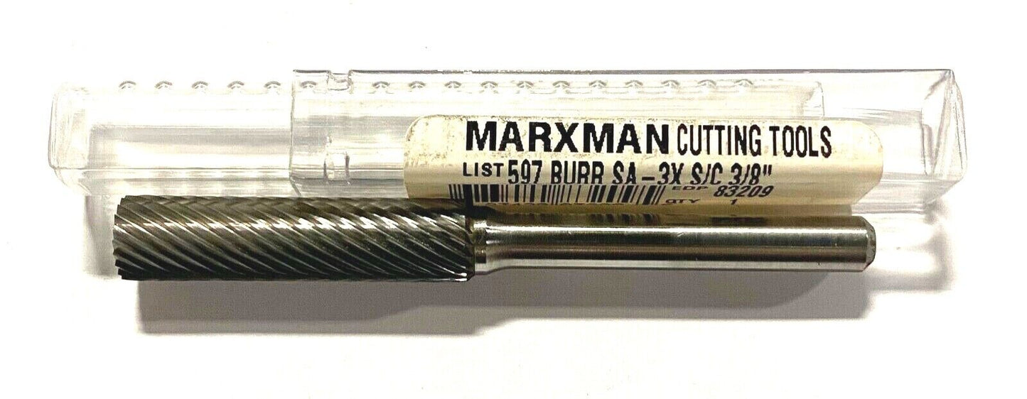 Morse 3/8" SA-3X Carbide Burr Single Cut Cylindrical No End Cut 1/4" Shank USA