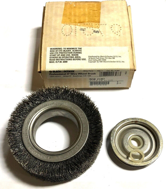 Black & Decker 4" Wire Wheel Brush 2" Arbor Hole USA Made 21397