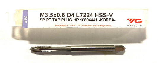 YG-1 M3.5 x 0.6 Tap HSS-V Spiral Point Plug Tap D4 3 Flute High Performance
