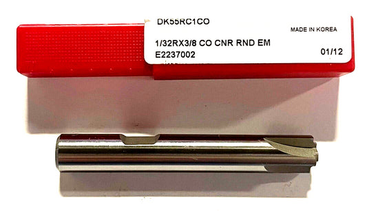 Premier HP 3/8" Cobalt Corner Rounding End Mill 1/32" Radius 4 Flute RC1CO