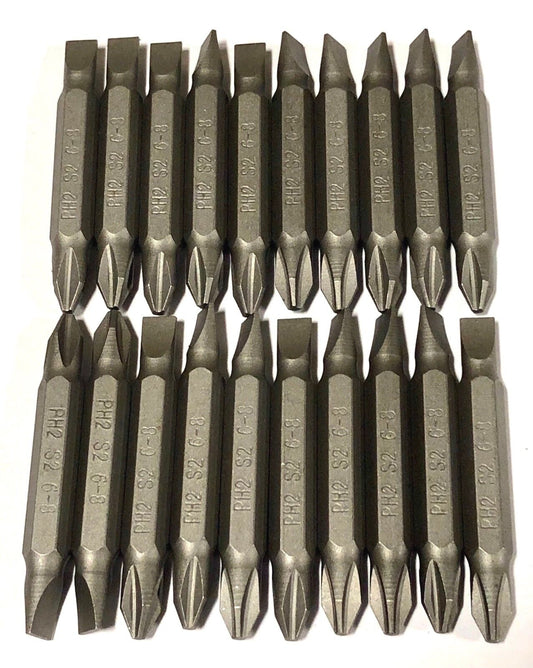 #2 Phillips #6-8 Slotted Screwdriver Bit Drill 2" Screw Tips 20 Pack