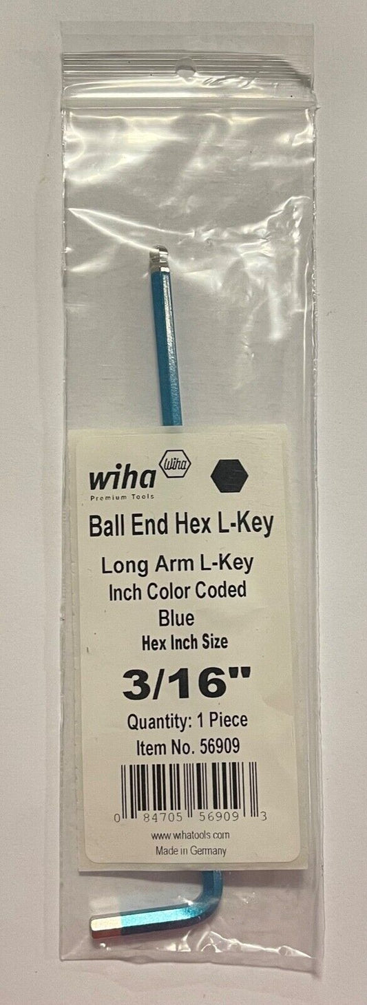 Wiha 3/16" Ball End Hex L-Key Long Arm Color Coded Hex Inch Item No.56909