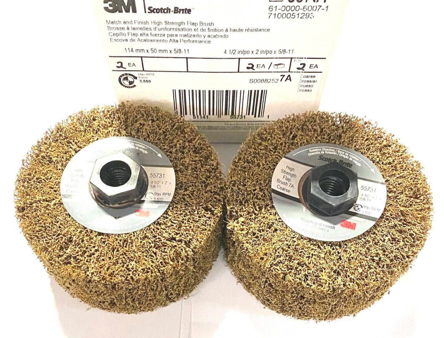 3M Scotch-Brite 4-1/2" Flap Brush Match Finish High Strength Metalworking 2 Pack