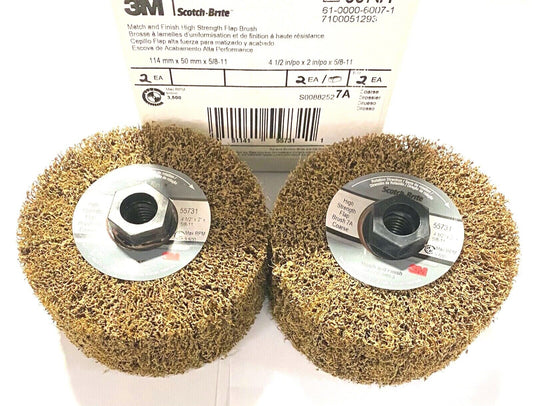 3M Scotch-Brite 4-1/2" Flap Brush Match Finish High Strength Metalworking 2 Pack