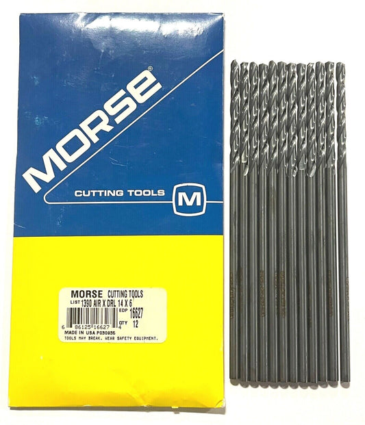 Morse #14 x 6" Aircraft Extension Drill High Speed Steel 12 Pack USA Made 16627