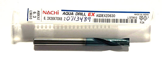 NACHI 6.3mm Solid Carbide Drill 2xD Aqua EX Coating 180° 2 Flute Made In Japan