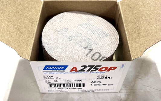 Norton 3" Hook & Loop Disc 100 Grit Aluminum Oxide Sanding Discs 50 Pack