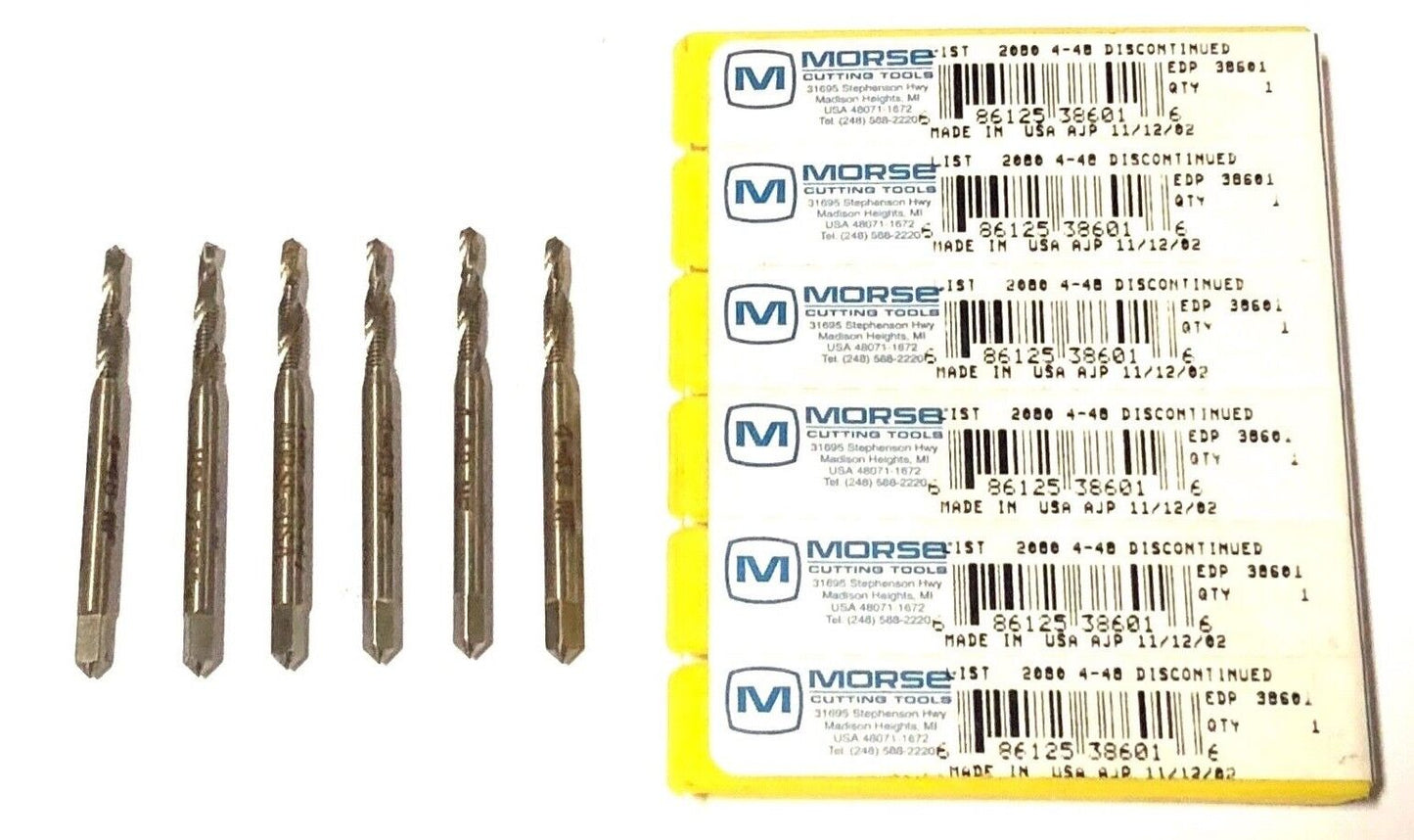 Morse #4-48 Drill Tap Bit Combination High Speed Steel 6 Pack USA Made