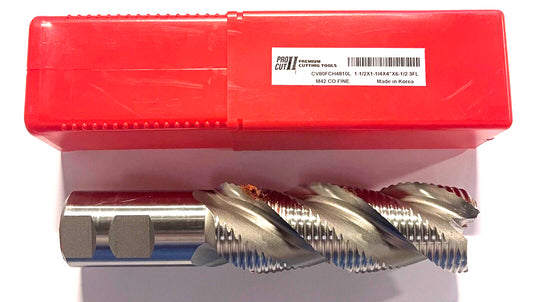 ProCut 1-1/2" Cobalt M42 Roughing End Mill Fine Pitch 3 Flute 45° Helix