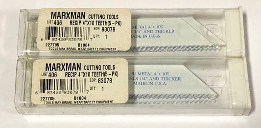 Marxman 4" Reciprocating Saw Blades Bi-Metal 10TPI 10 Pack USA Made