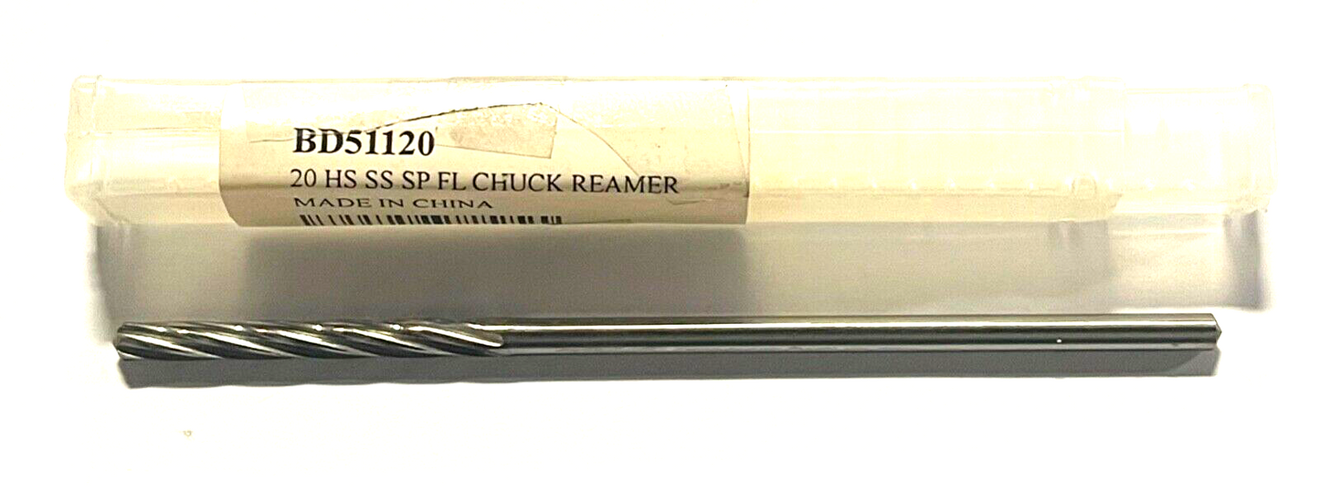 ProCut #20 Chucking Reamer Spiral Flute Straight Shank High Speed Steel