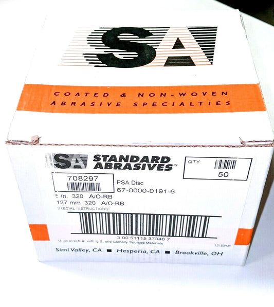 Standard Abrasives  5" PSA Discs Stick On 320 Grit AO 708297 50 Pack