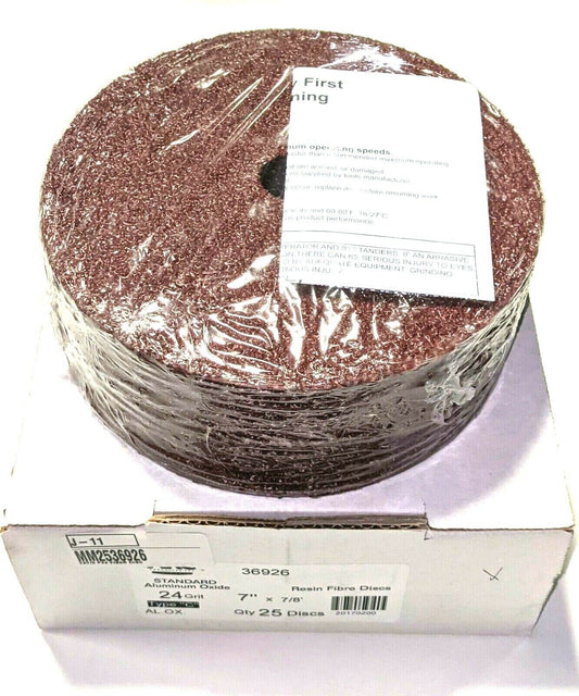 ARC Abrasives  7" x 7/8 Resin Fibre Discs 36 Grit 36927 25 Pack
