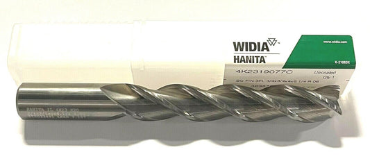 Widia Hanita Carbide End Mill 3/4" x 3/4" x 4" x 6-1/4" .060 Radius 3 Flute
