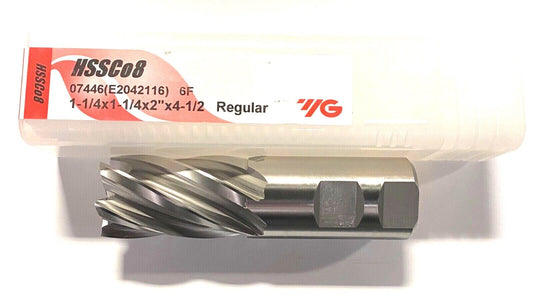 YG-1 HSSC08 End Mill 1-1/4" x 1-1/4" x 2" x 4-1/2" 6 Flute Center Cutting
