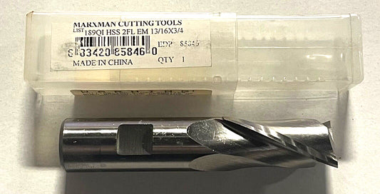 Marxman 13/64" HSS End Mill 2 Flute Regular Length 3/4" Shank
