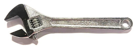 8" Adjustable Wrench 1-1/8" Jaw Opening Chrome Plated