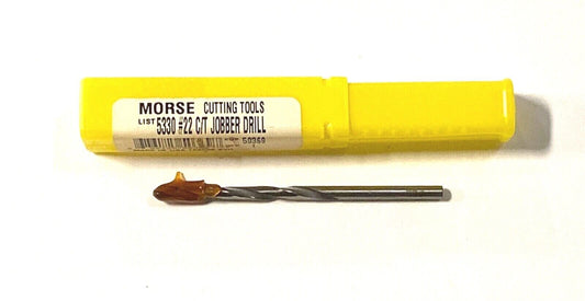 Morse No.22 Drill Bit Carbide Tipped Jobber Length Heavy Duty USA Made 50369