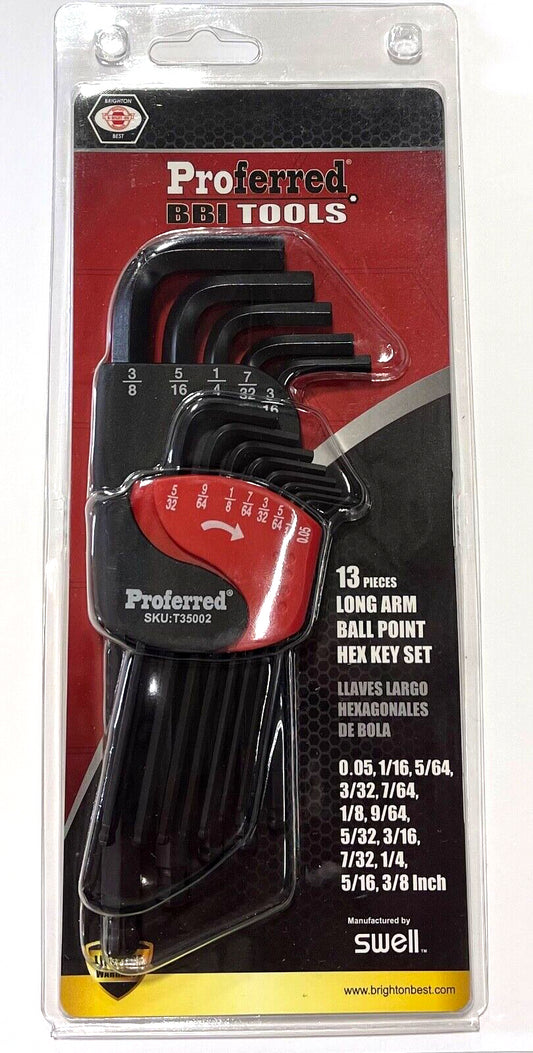 Brighton Best 13 Piece Long Arm Ball Point Hex Key Set SAE T35002