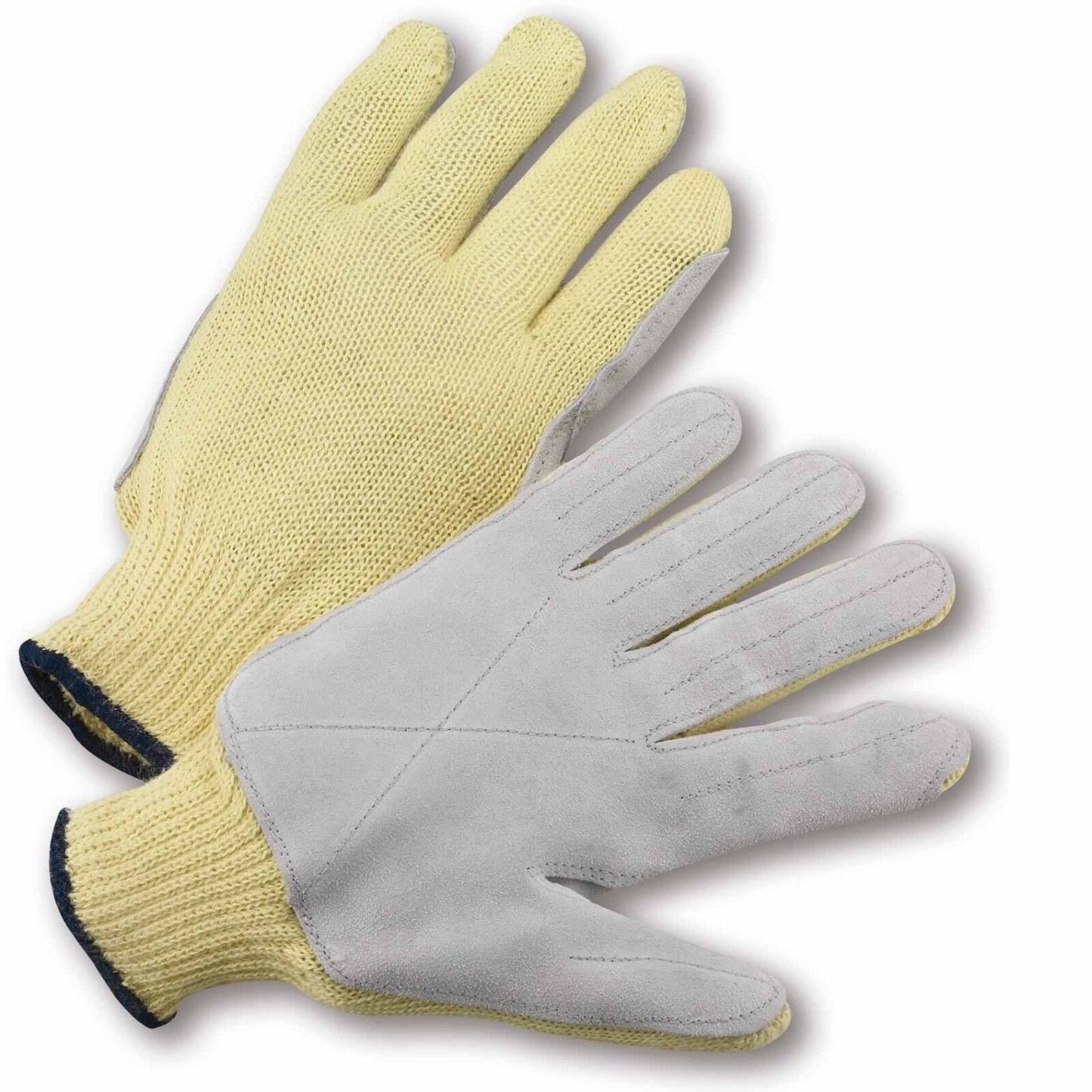 Cut Resistant Work Gloves Aramid Fiber Safety Gloves Leather Palm Anti Cut Small