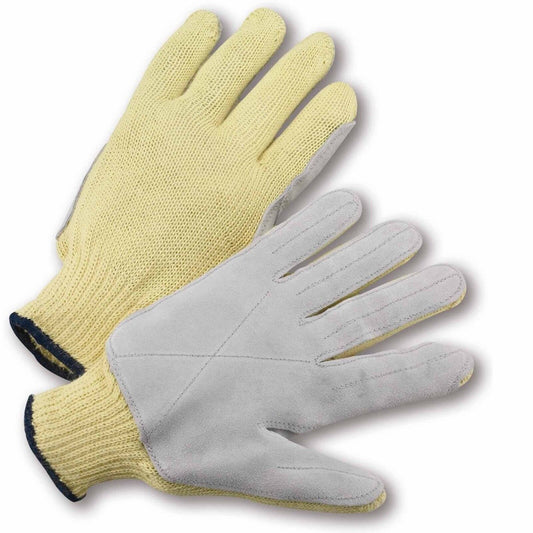 Cut Resistant Work Gloves Aramid Fiber Safety Gloves Leather Palm Anti Cut Small